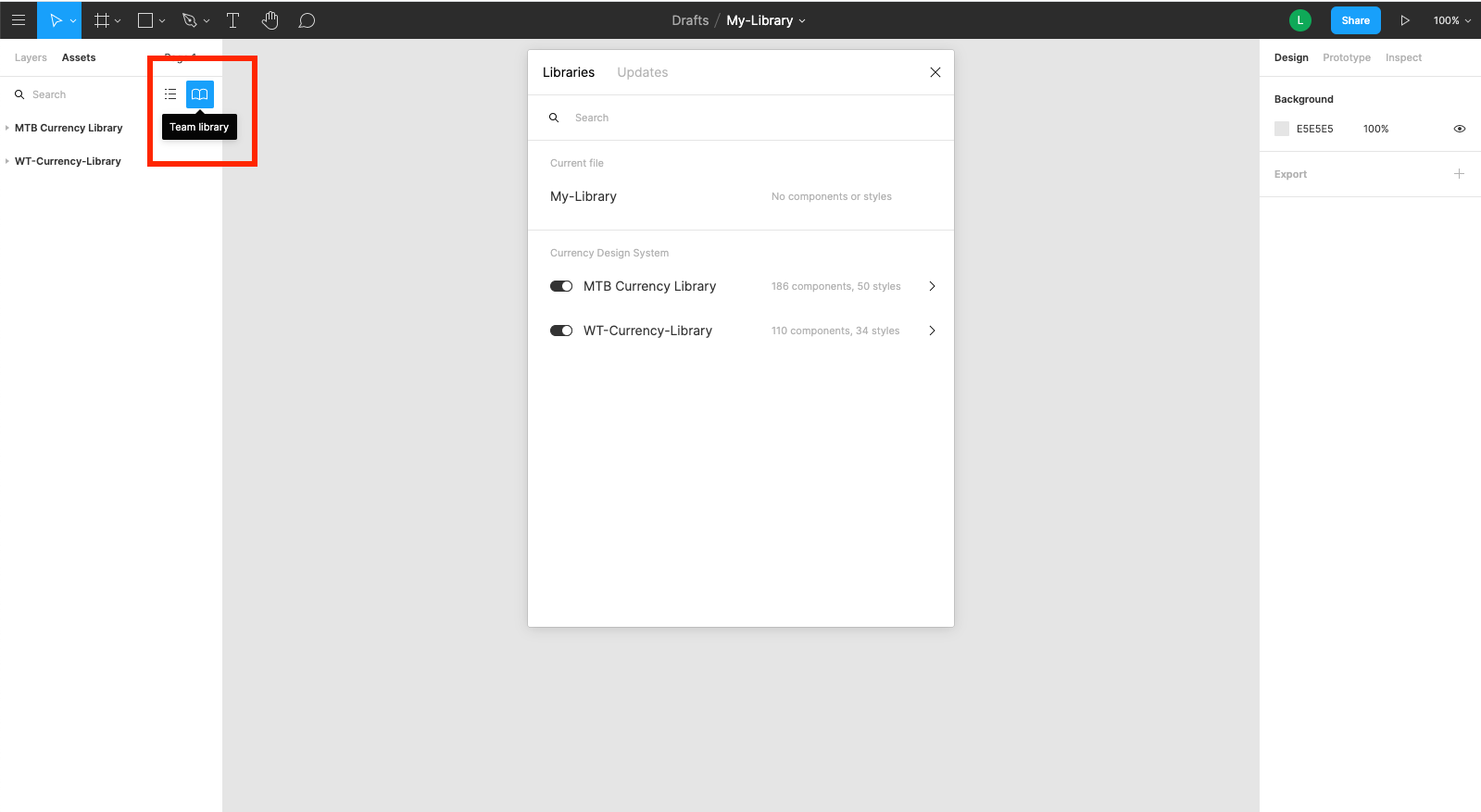 Assets Panel Library Modal