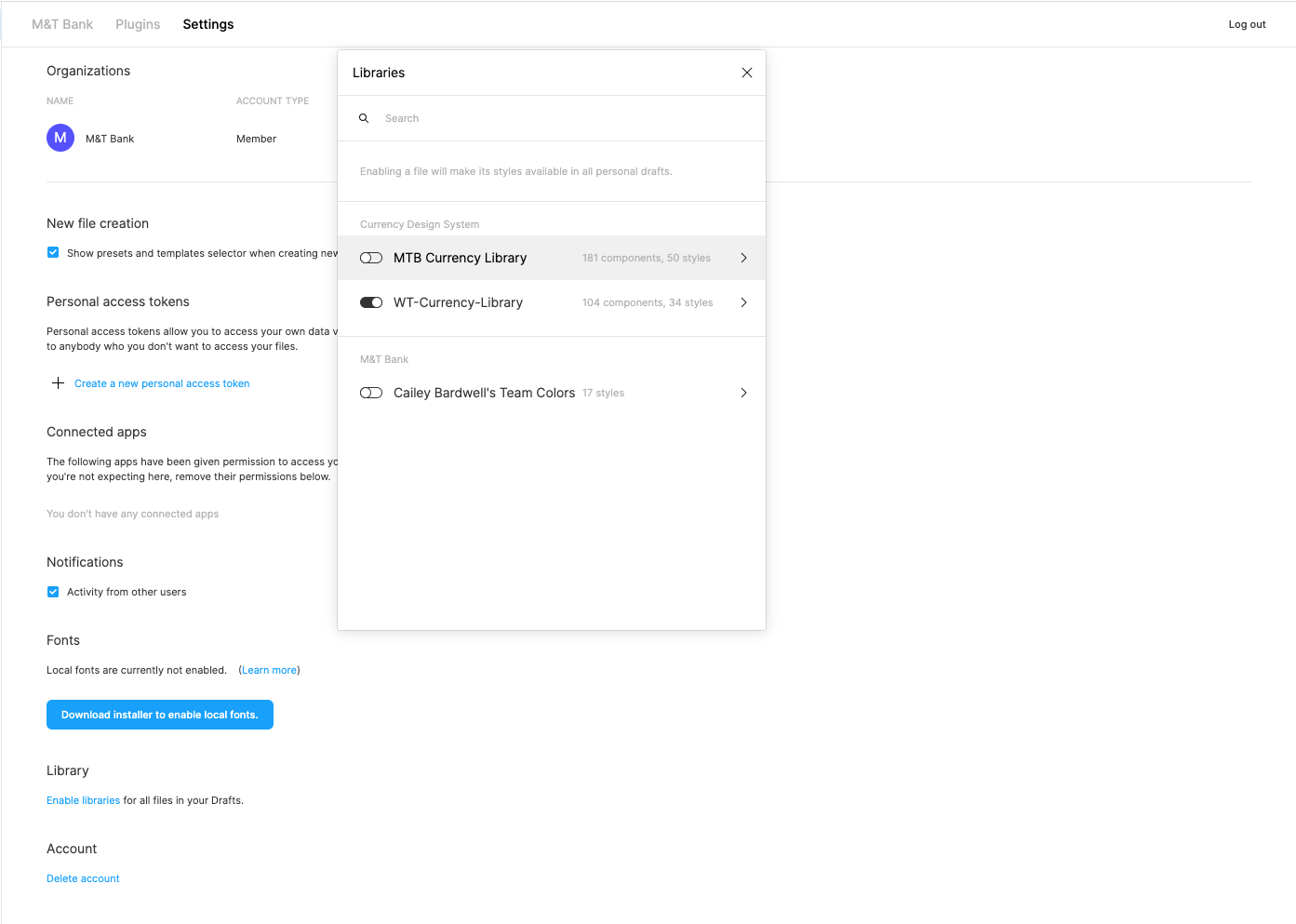 Enable libraries in drafts