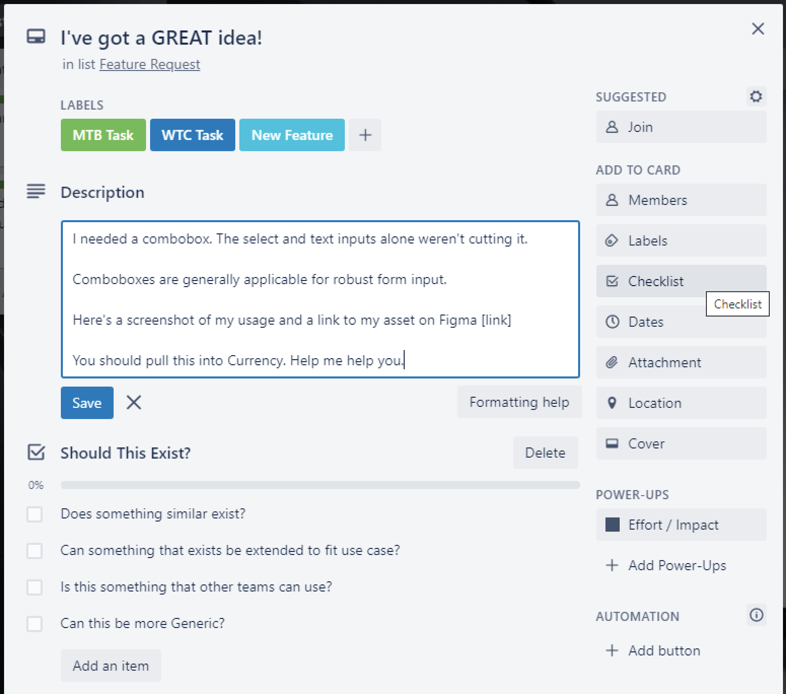 Feature detail creation