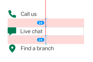 Example of spacing between Icon list items