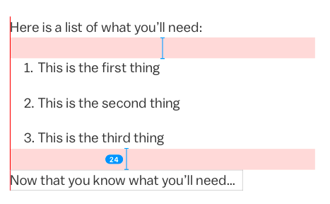 Example of horizontal margin on lists