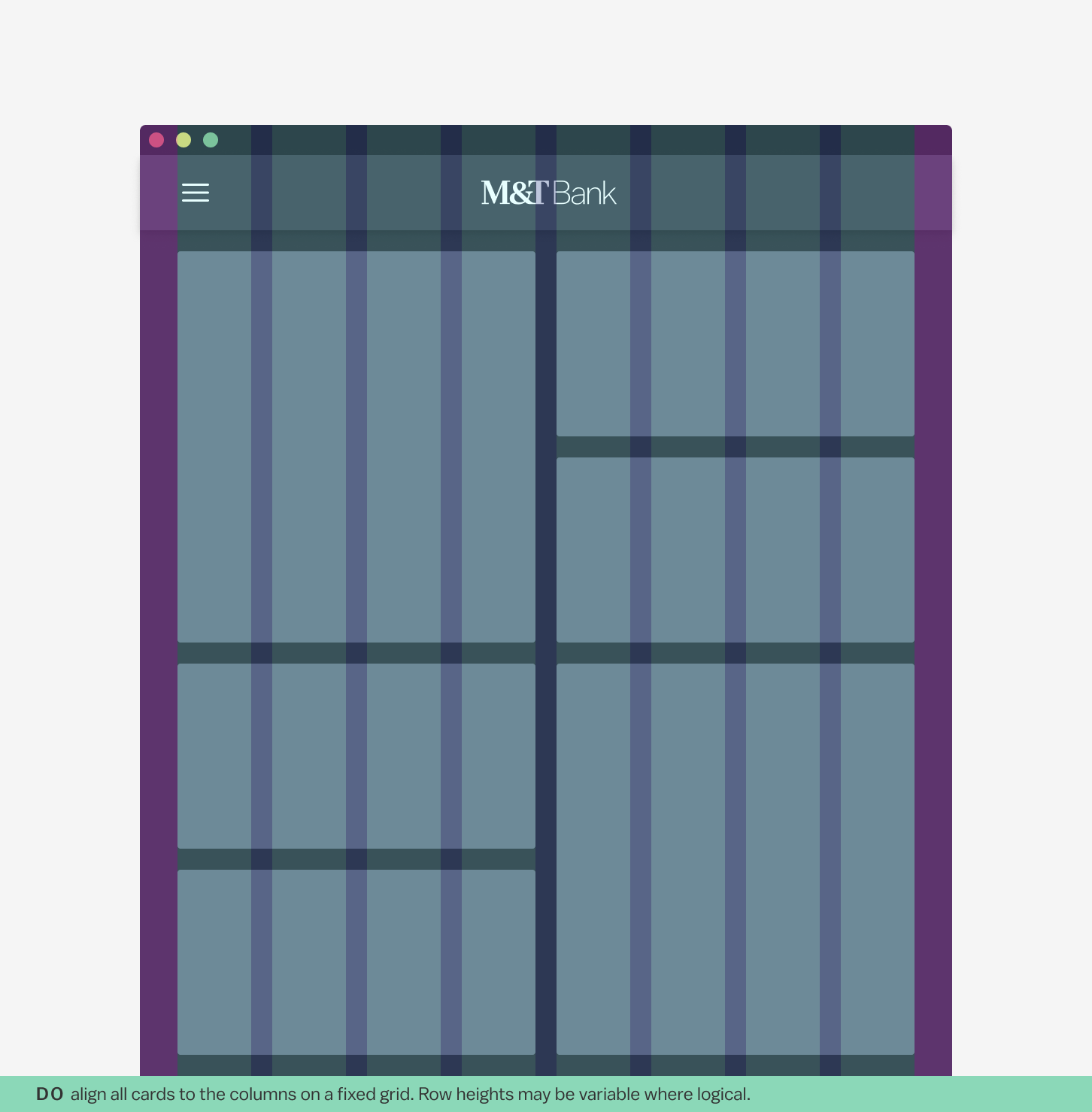 cards on a fixed grid