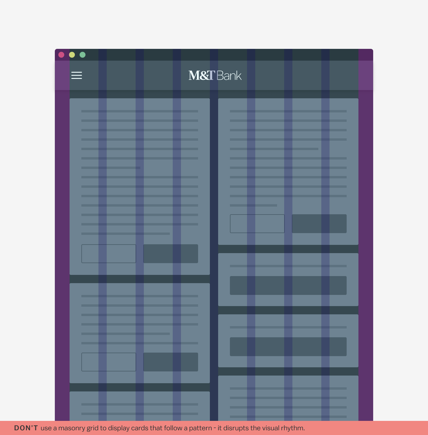 cards on a masonry grid