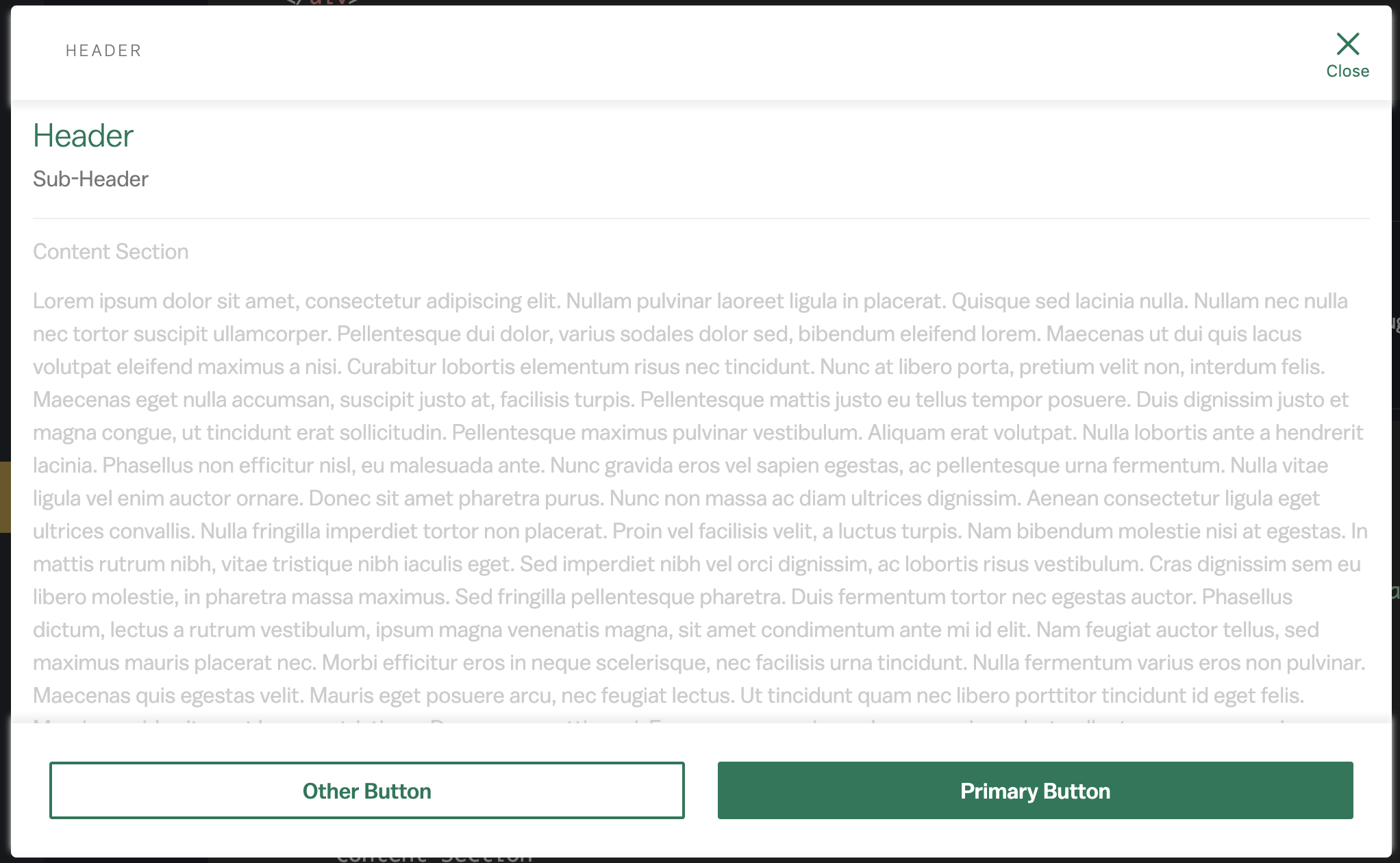 Screenshot of modal component.