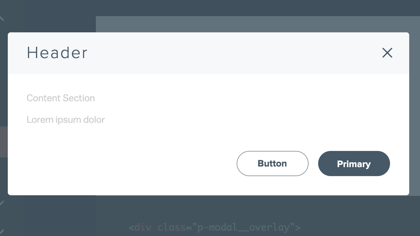 Screenshot of modal component.